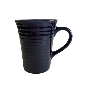 Roulette Coffee Mug Navy Blue Ribbed Tall Tea Cup Dishwasher Safe